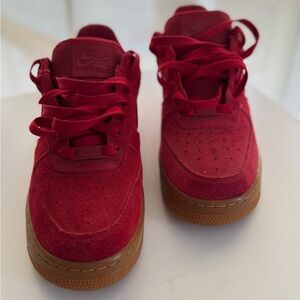 Nike Air Force 1 Red Suede Sneakers